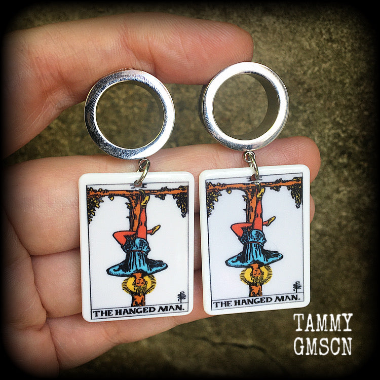 The Hanged Man-Tarot card tunnel earrings