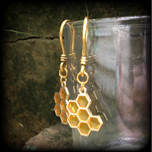 Beehive earrings-Honeycomb ear hangers