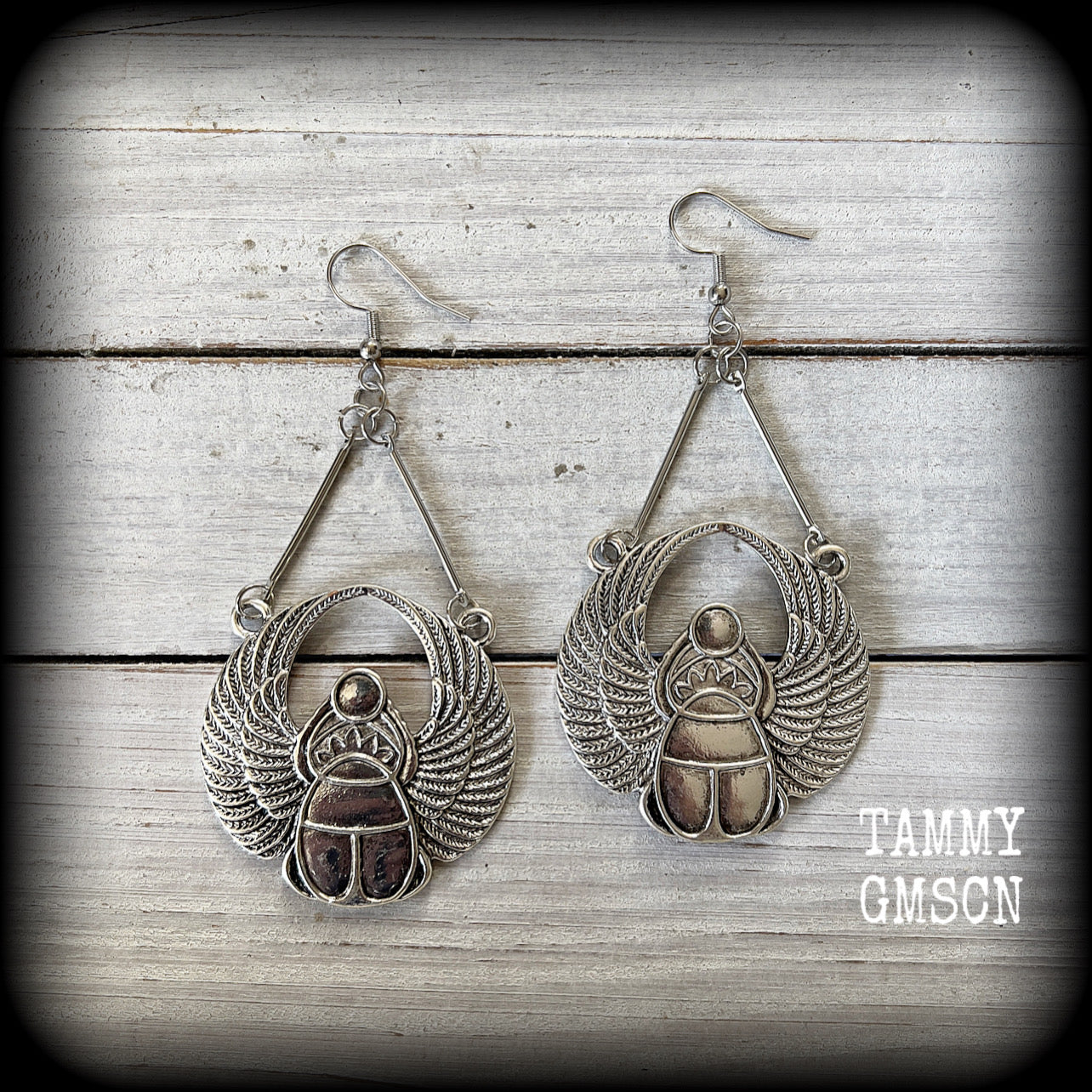 Egyptian scarab beetle earrings-Insect earrings