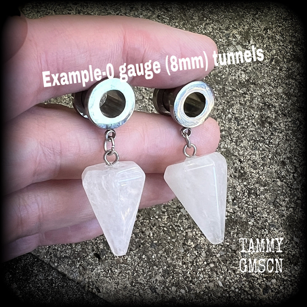 Quartz tunnel earrings-Gemstone tunnels