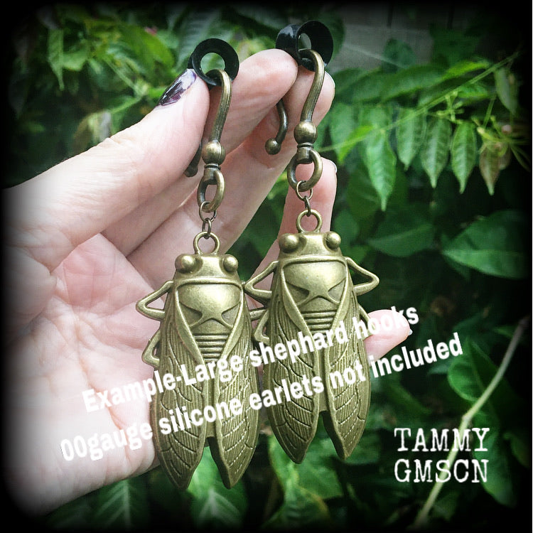 Bronze locust earrings-Ear hangers