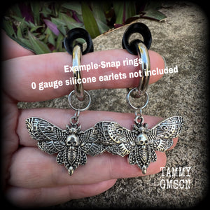 Deaths head moth gauged hoop earrings