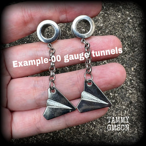 Origami airplane tunnels-Aeroplane earrings