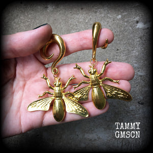 Wasp earrings-Insect gauged earrings