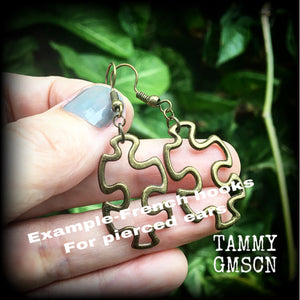 Jigsaw earrings-Tunnel friendly earrings