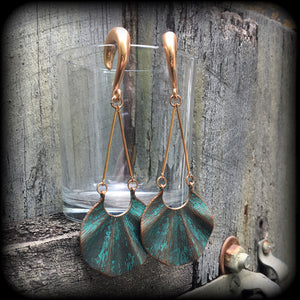 Sea hag gold tone ear weights-Sea witch earrings