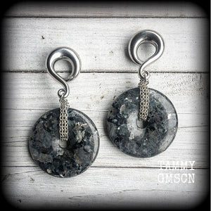 Larvikite ear weights-Gauged earrings