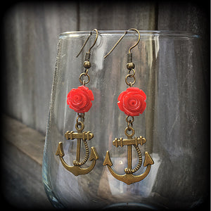 Anchor earrings-Rose earrings