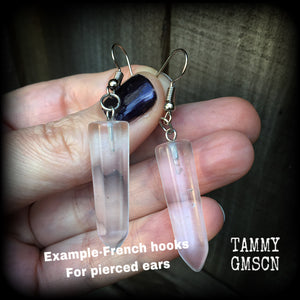 Clear quartz earrings-Gemstone earrings