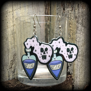 Boys tears potion bottle earrings-Pastel goth earrings