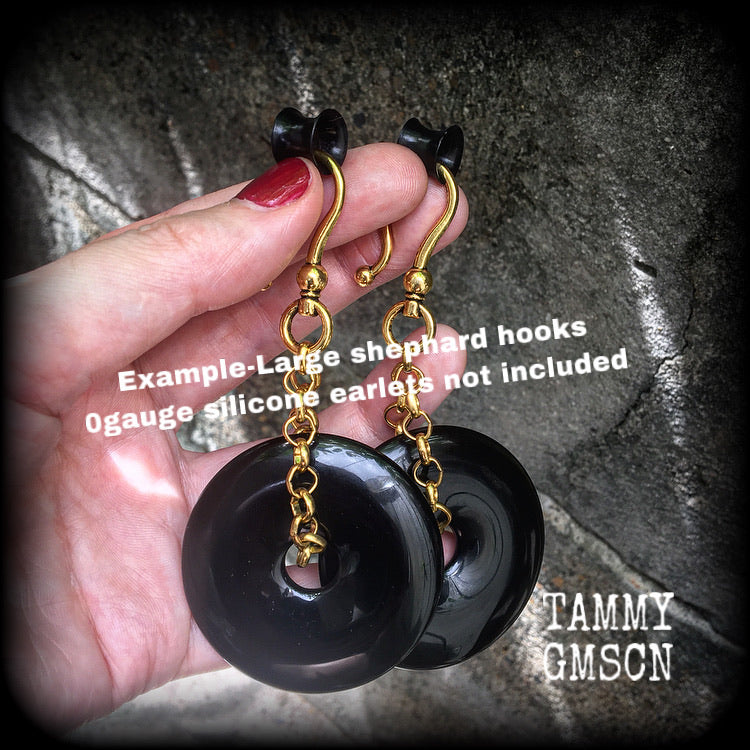 Black obsidian earrings-Ear hangers