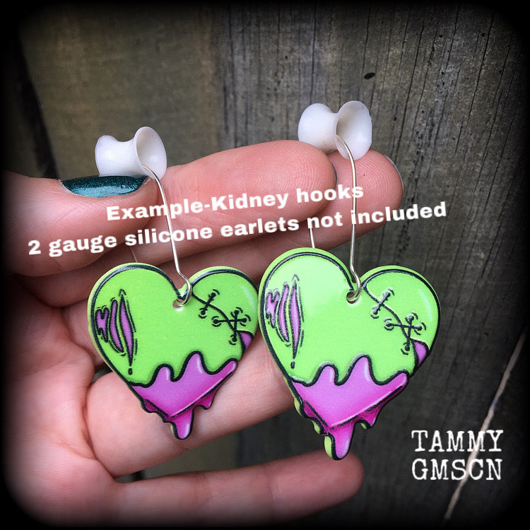 Zombie heart earrings