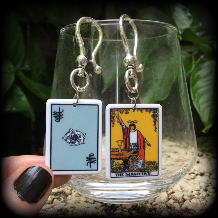 The Magician Tarot card earrings-Ear hangers