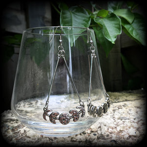 Moon phase earrings-Moon earrings