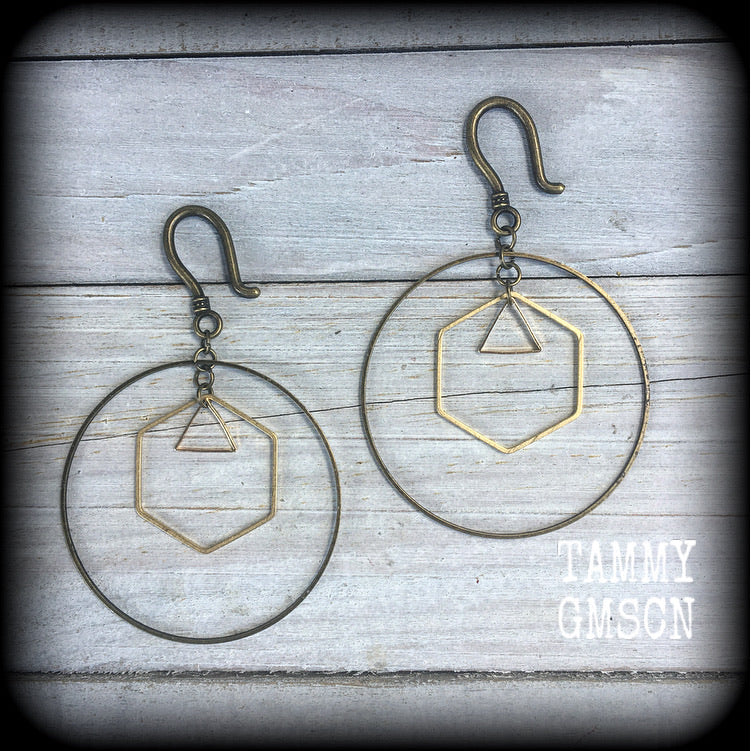 Geometric earrings-Hexagon circle triangle earrings