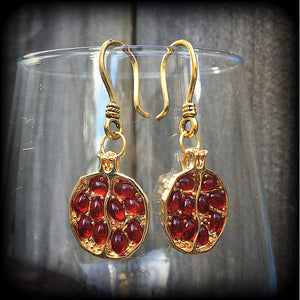 Persephone earrings-Pomegranate ear hangers