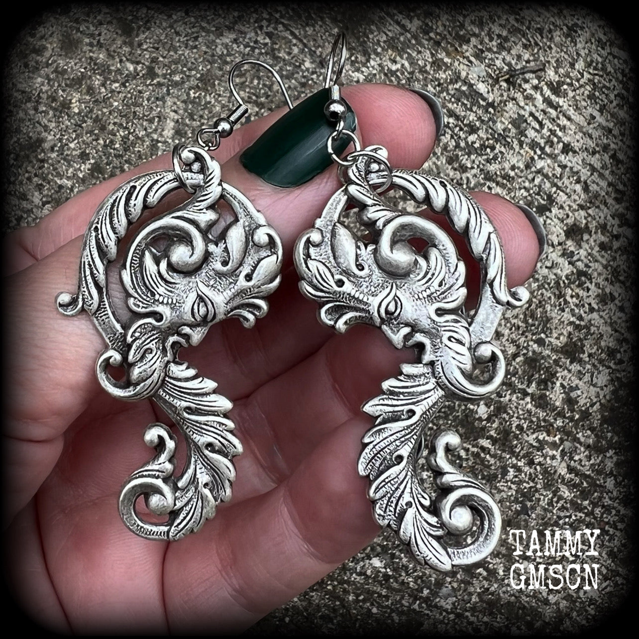 Baroque Green man earrings-Greenman earrings