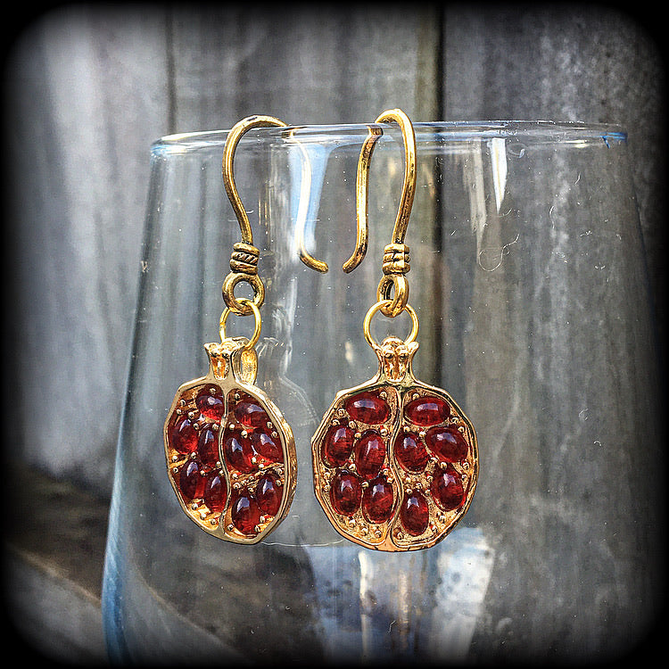 Persephone earrings-Pomegranate ear hangers