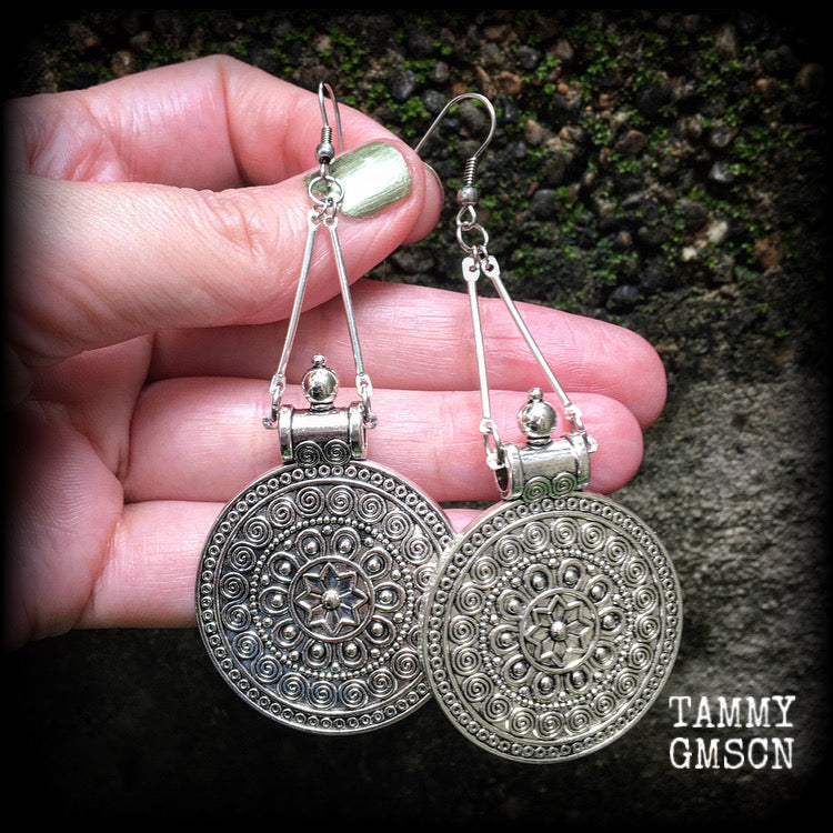 Artemis shield maiden earrings-Mandala earrings