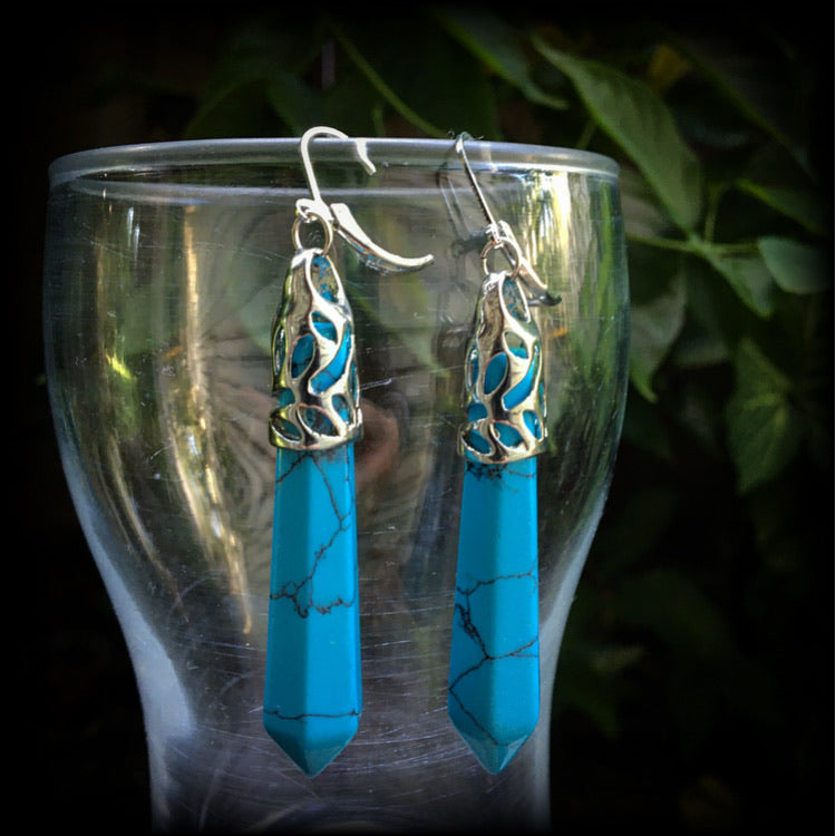 Turquoise earrings-Gemstone earrings