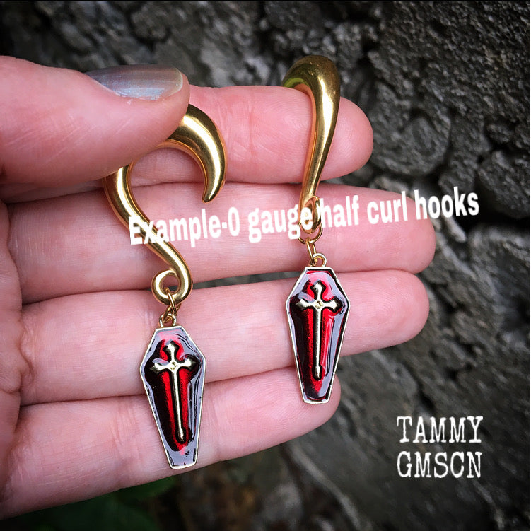 Coffin  gauged earrings-Halloween earrings