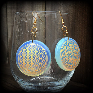 Flower of Life earrings-Opalite earrings