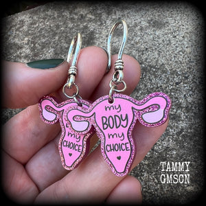 My body My choice earrings-Uterus earrings