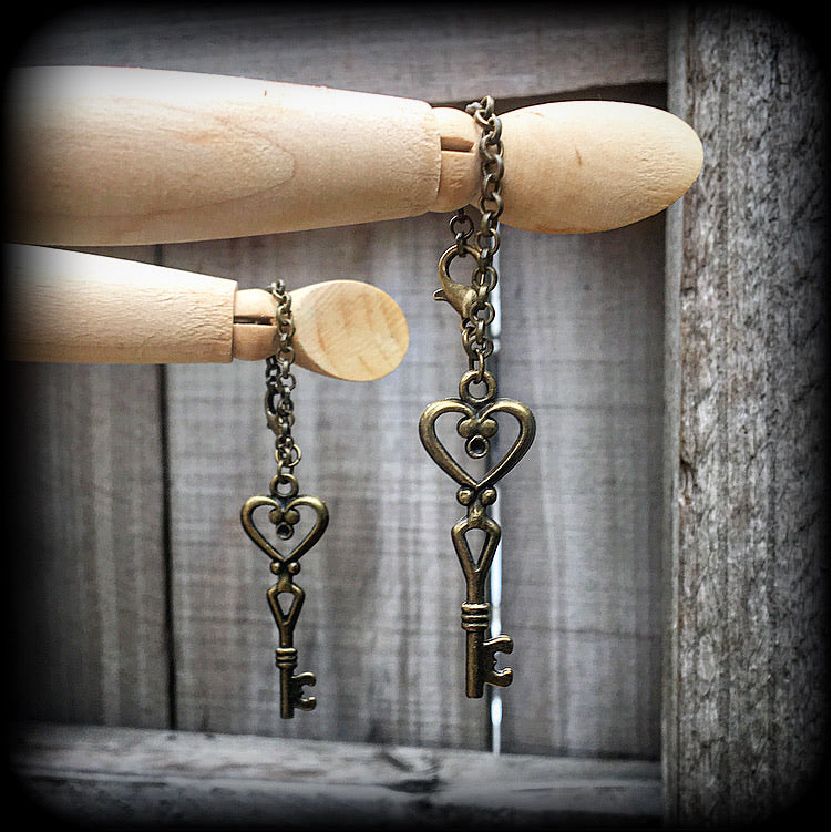 Steampunk key earrings-Industrial earrings