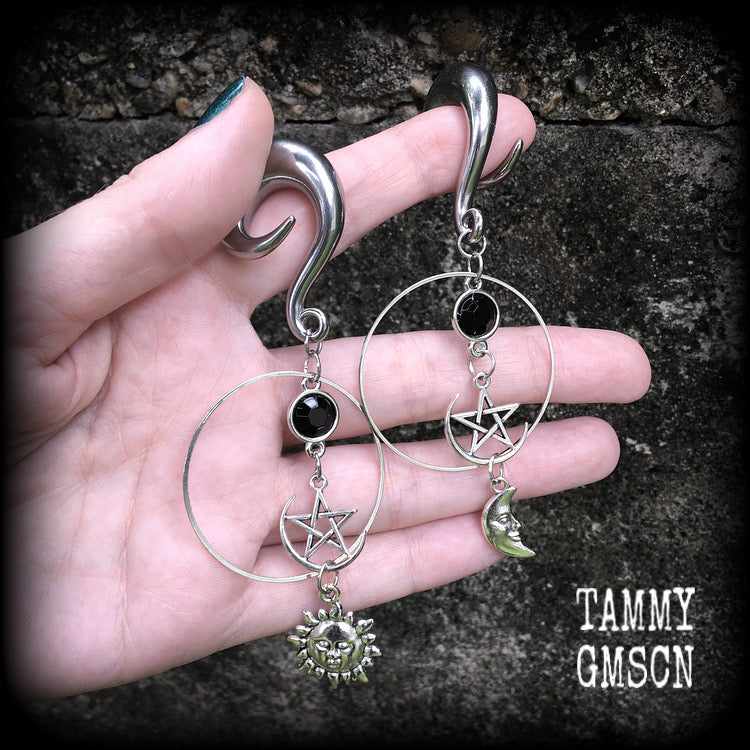 Sun and moon esoteric earrings