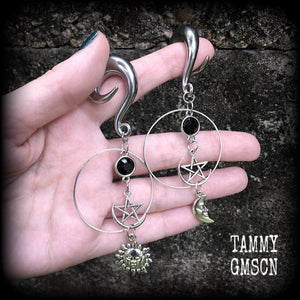 Sun and moon esoteric earrings