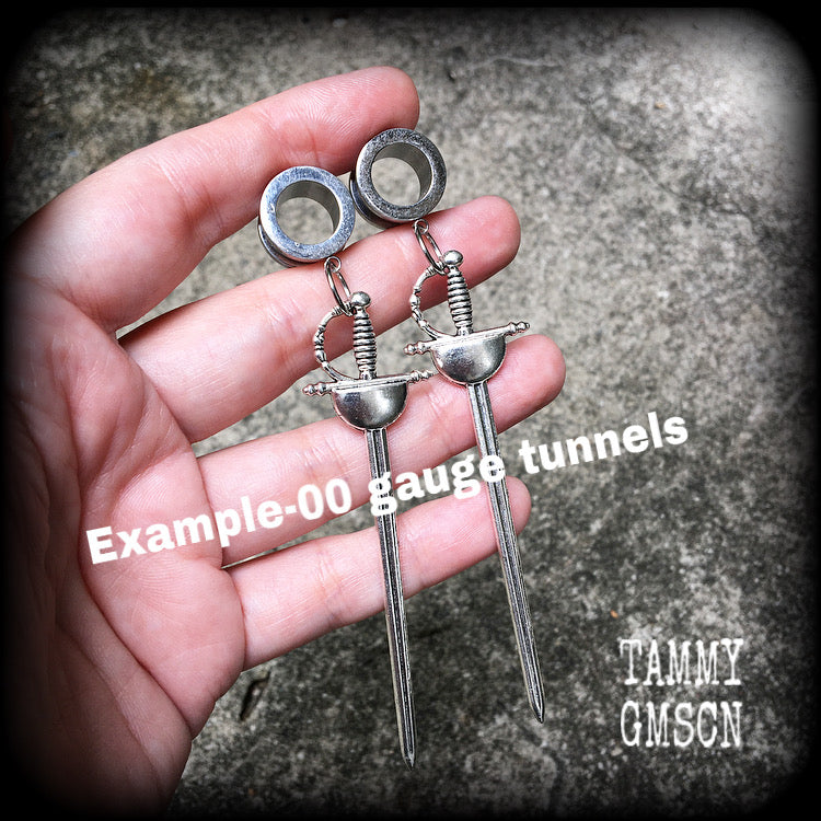 Ace of swords tunnel earrings