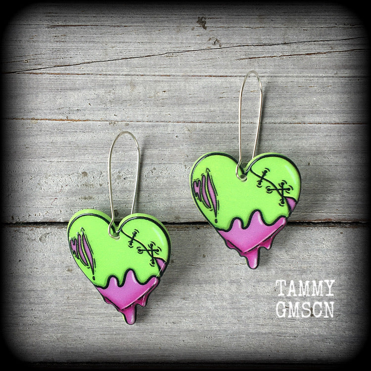 Zombie heart earrings