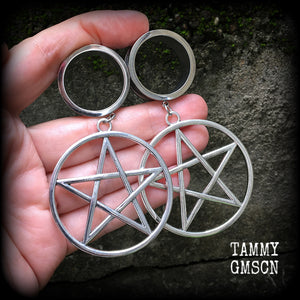 Pentagram tunnel earrings