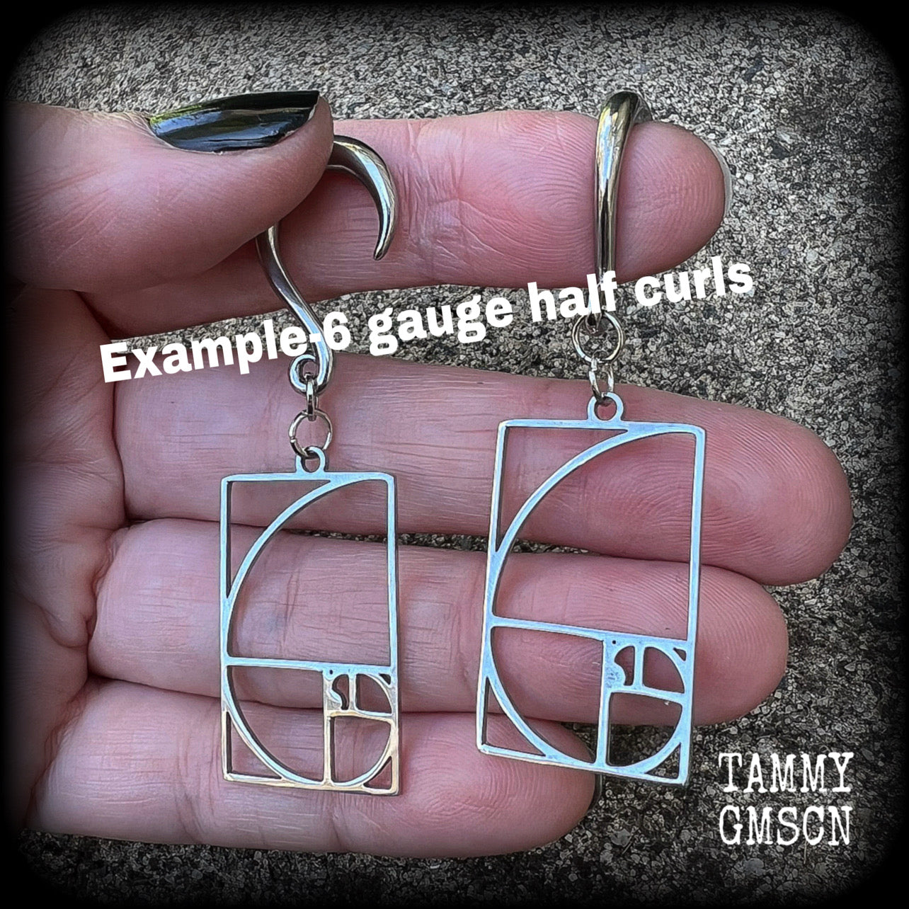 Fibonacci spiral gauged earrings