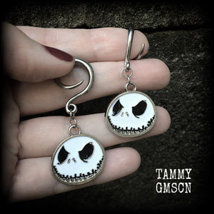 Jack Skellington gauged earrings-Halloween earrings