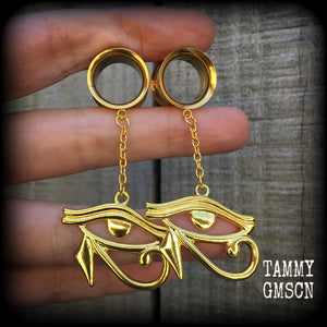 Eye of horus tunnel dangles-Egyptian body jewelry