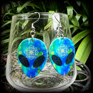 Psychedelic alien earrings