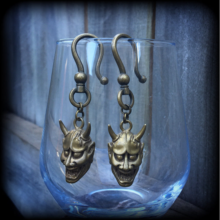 Hannya mask earrings-Ear hangers