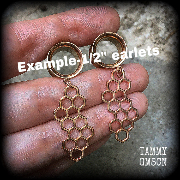 Honeycomb tunnels-Beehive earrings-Geometric earrings