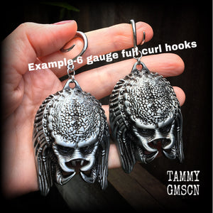 Predator earrings 6 gauge ear weights Alien Vs Predator Aliens Alien ear weights Gauged earrings Gauged ears Stretched ears Ear gauges Ear hangers Sci fi Science fiction Scuence fantasy 4mm 6mm 8mm 10mm 12mm 14mm 16mm 19mm 22mm 25mm 28mm 30mm 