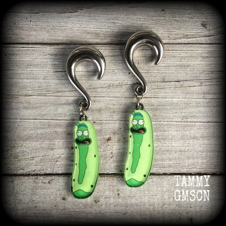 Pickle Rick earrings-Rick and Morty gauged earrings
