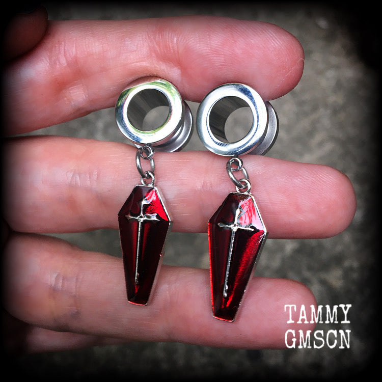 Coffin tunnel earrings