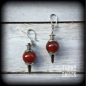 Red Jasper earrings-Jasper ear hangers