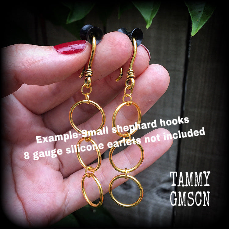 Circle earrings Geometric earrings 8 gauge ear weights Ear hangers Gold circle earrings Sacred geometry earrings Pierced ears Tunnel dangles Ear gauges Geometric body jewelry Stretched ears Stretched lobes Gauged earrings Gauged ears