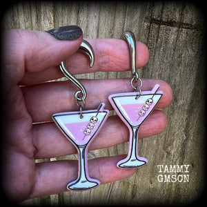 Zombie martini gauged earrings-Halloween earrings