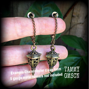 Antique bronze earrings Bronze ear hangers Bronze ear weights Tunnel earrings Tunnel dangles Lantern Lanterns Japanese lantern tattoo Japanese ornaments Stretched ears Stretched lobes Gauged ears Gauged earrings Ear gauges 10mm 8mm 6mm 5mm 4mm  