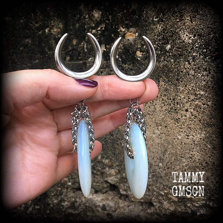 Opalite ear weights-Gauged earrings