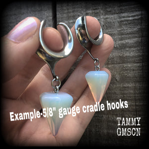 Opalite gauged earrings Moonstone body jewelry Body jewellery Gemstone ear weights Ear gauges Tunnels Plugs Gauged earrings 