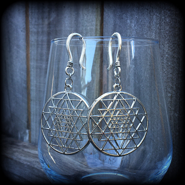 Sri Yantra earrings-Geometric earrings