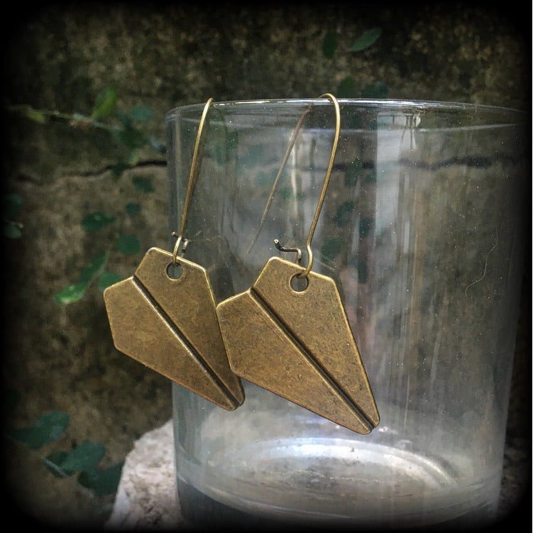 Airplane earrings-Origami aeroplane earrings